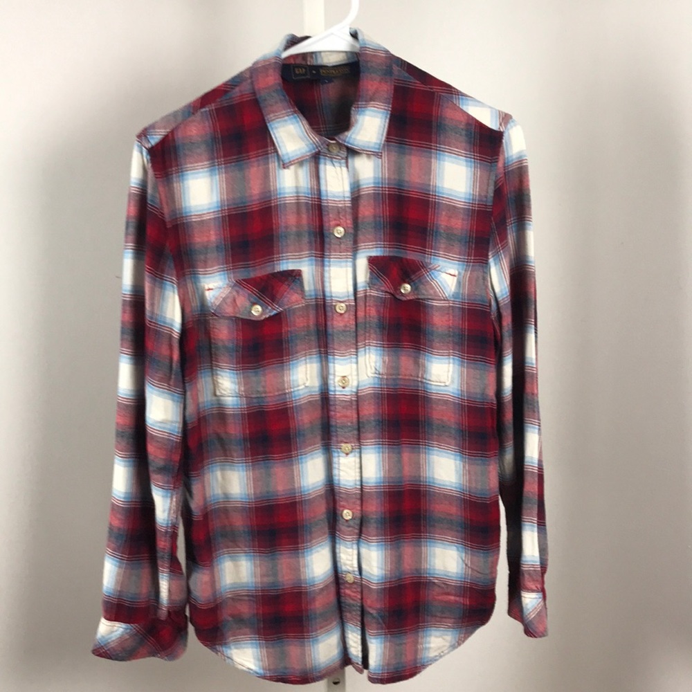Pendleton Gap flannel plaid red blue shirt small